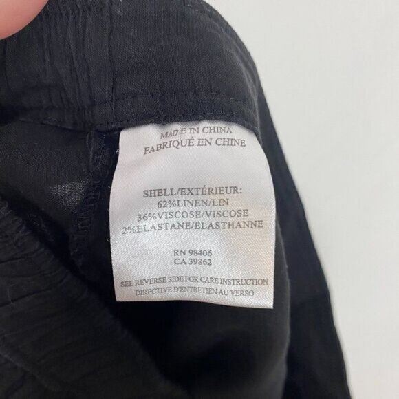 Theory Termin Black Linen Blend Elastic Waist Pull On Pants - Picture 8 of 8